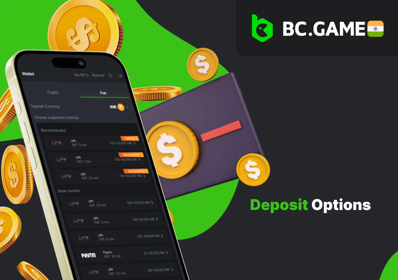 Popular methods of account replenishment in BC Game